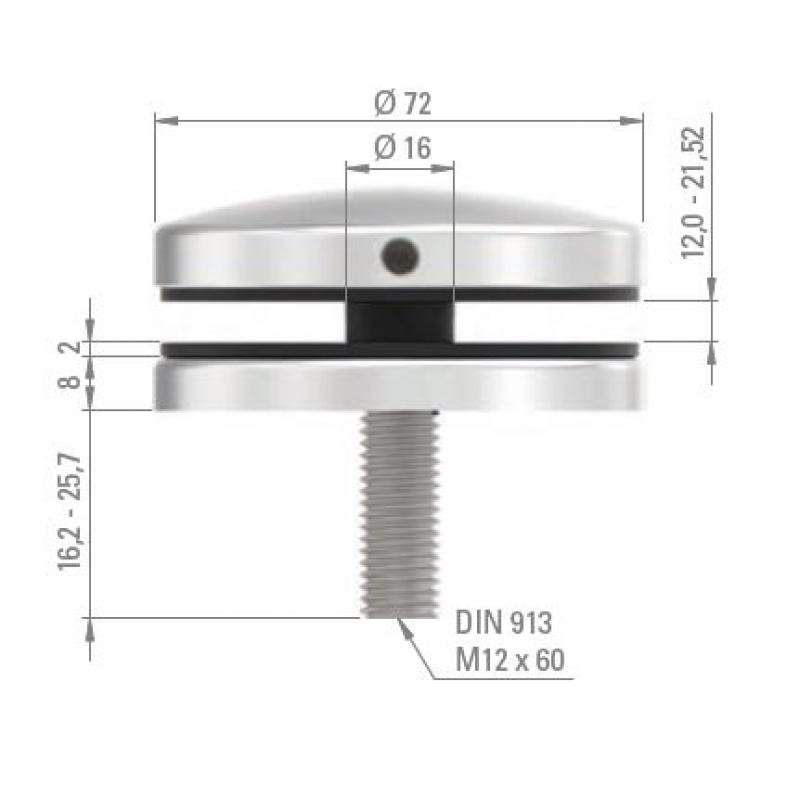 PLAROL Metallbaubedarf - Punkthalter V2A, Ø50mm, Anschluss flach